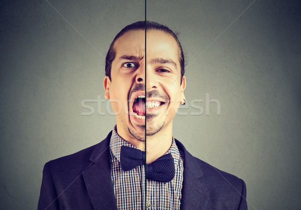 Wanorde jonge zakenman verdubbelen gezicht geïsoleerd Stockfoto © ichiosea