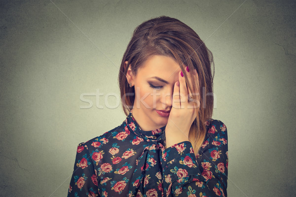 portrait sad young beautiful woman with worried stressed face expression Stock photo © ichiosea