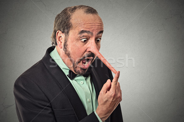 лгун человека долго носа изолированный серый Сток-фото © ichiosea