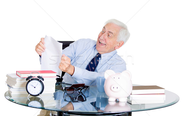 Excited old man in office Stock photo © ichiosea