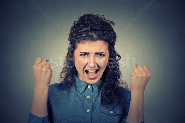 Zły młoda kobieta nerwowy krzyczeć portret Zdjęcia stock © ichiosea