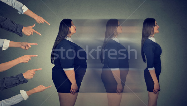 Intimidated obese woman transforms her body through strict diet becomes a slim girl   Stock photo © ichiosea