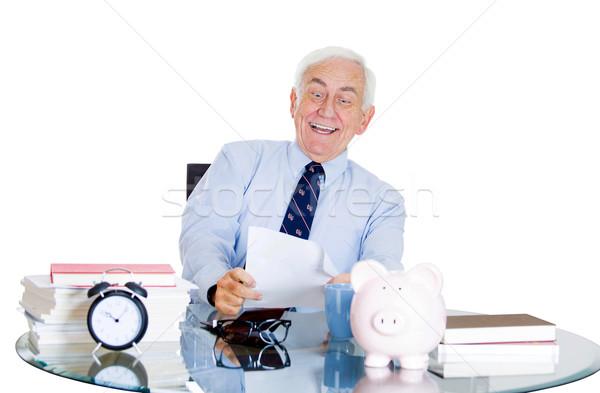 Excited old man in office Stock photo © ichiosea