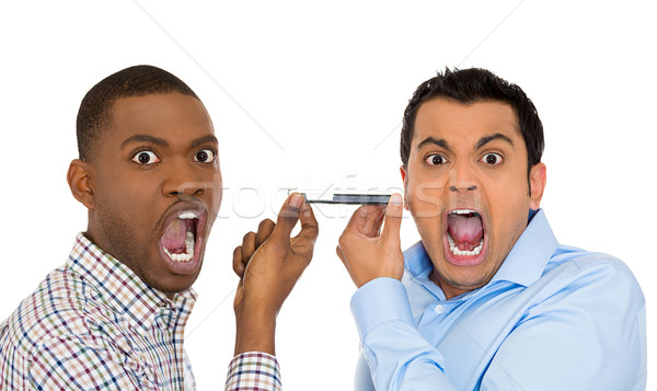 two men screaming on opposite ends of phone Stock photo © ichiosea