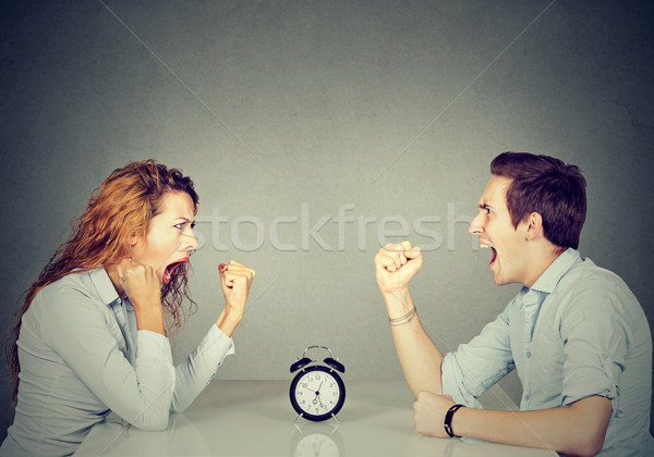 Foto stock: Hombre · mujer · loco · enojado · otro · desacuerdo