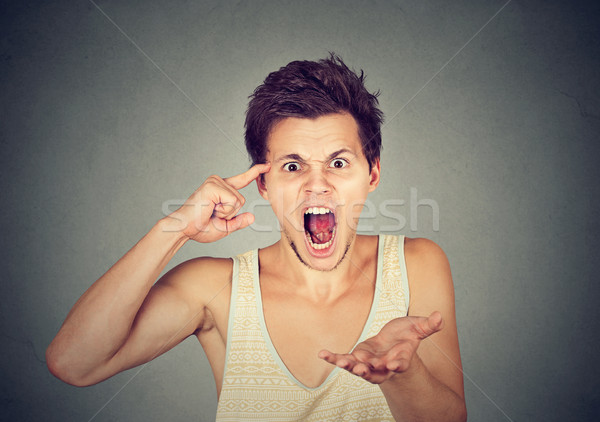 angry screaming man gesturing with his finger are you crazy?  Stock photo © ichiosea