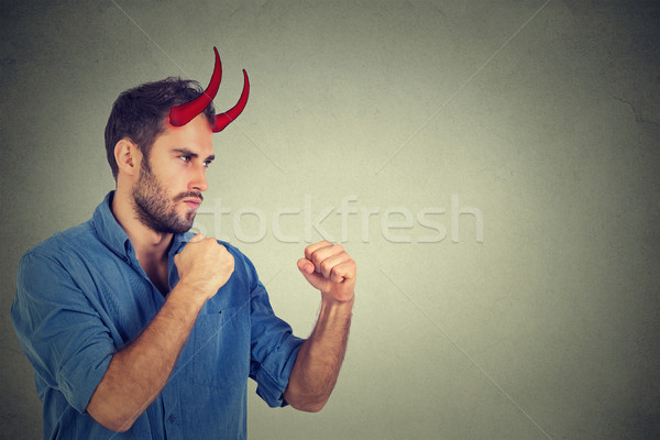 Gonosz férfi harcol üzlet munka férfiak Stock fotó © ichiosea