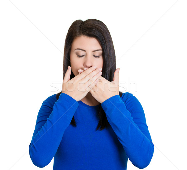 Woman covering closed mouth Stock photo © ichiosea
