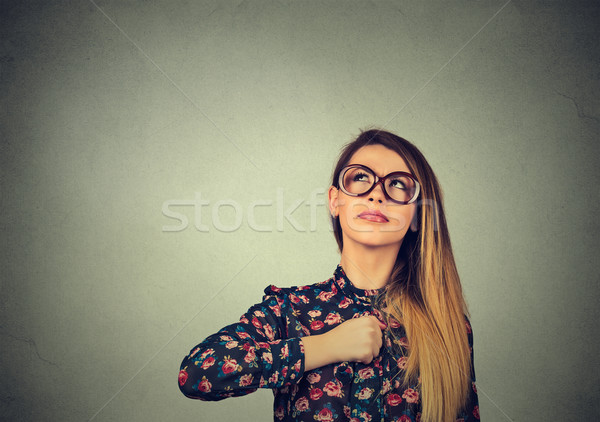 Superhero girl. Confident woman in glasses. Human emotions face expression Stock photo © ichiosea