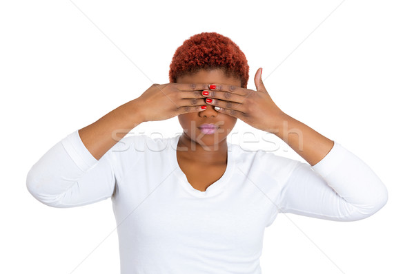 Woman covering eyes Stock photo © ichiosea