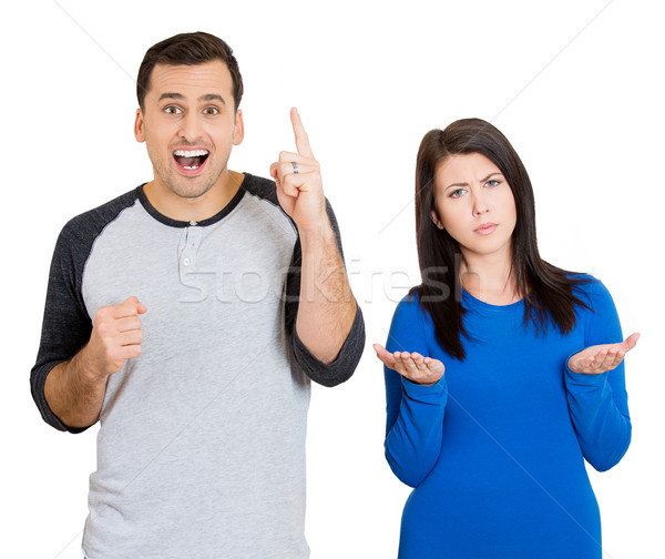 Stock photo: excited man and clueless woman