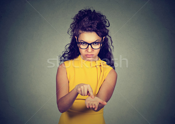 angry woman asking for more money, pay back debt Stock photo © ichiosea
