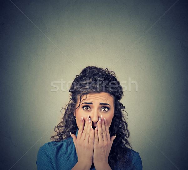 Bang vrouw meisje haren schreeuw grappig Stockfoto © ichiosea