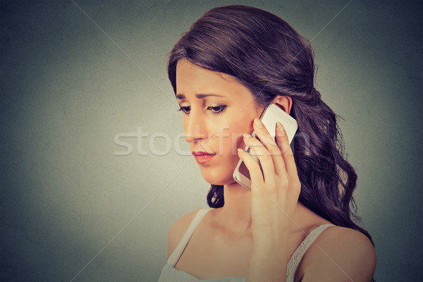 Jeune femme parler téléphone portable fond mobiles communication [[stock_photo]] © ichiosea