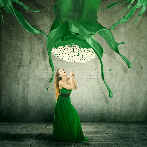 エレガントな 女性 傘 シェルター 色 跳ね ストックフォト © ichiosea