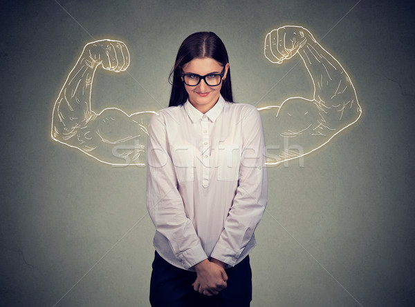 Krachtig verlegen meisje student onderwijs bril Stockfoto © ichiosea