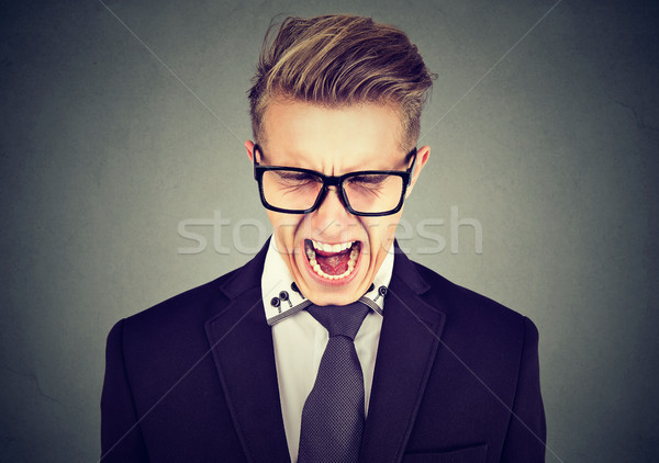 Portrait of an angry man in glasses screaming Stock photo © ichiosea