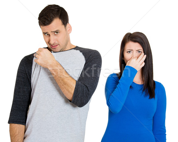 woman covers nose man stinks Stock photo © ichiosea