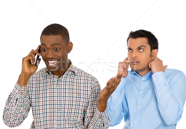 Uno hombre molesto otro teléfono primer plano Foto stock © ichiosea