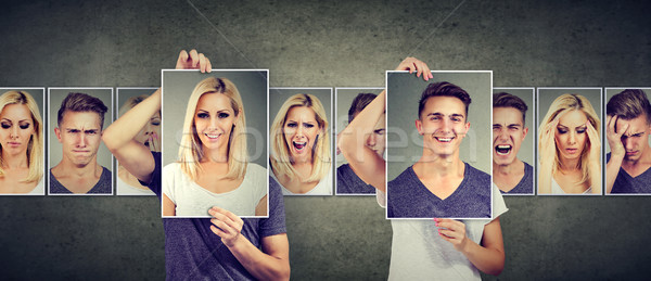 Kiegyensúlyozott kapcsolat nő férfi kifejez különböző Stock fotó © ichiosea