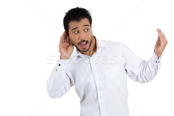 man inviting his friends to listen to gossip Stock photo © ichiosea