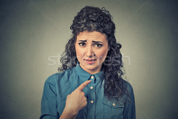 angry annoyed woman, getting mad asking question you talking to me, mean me? Stock photo © ichiosea