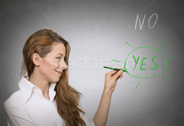 Ja Frau Kreise Stift Wahl Tafel Stock foto © ichiosea