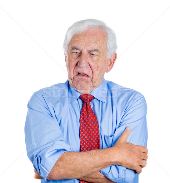 Idős férfi mutat undor közelkép portré öreg Stock fotó © ichiosea