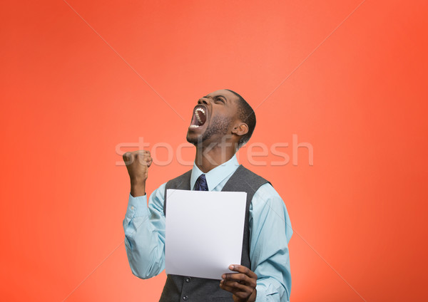 Angry customer, executive man screaming holding document, paper  Stock photo © ichiosea