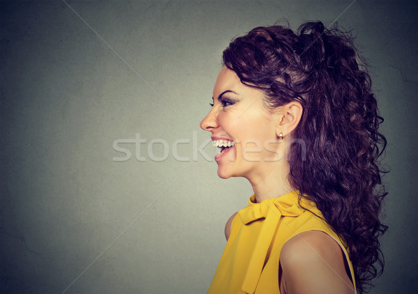 Lateral profil portret fericit râs femeie Imagine de stoc © ichiosea