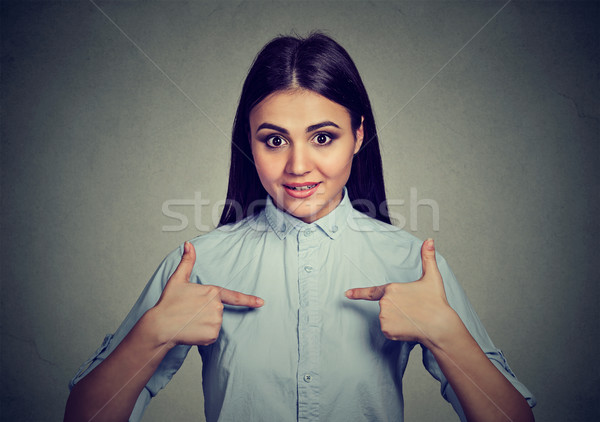 Happy woman pointing fingers at herself, it is me!? Stock photo © ichiosea