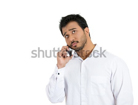 Foto stock: Homem · conversa · telefone · retrato · jovem