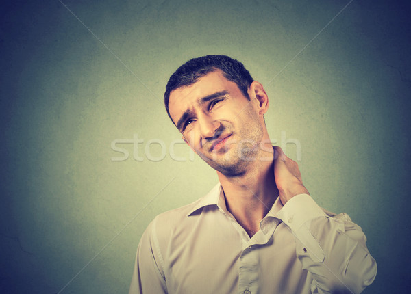 Hombre dolor de cuello espacio músculo dolor blanco Foto stock © ichiosea