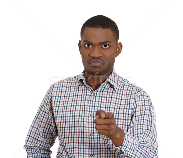 one hand gun gesture by a serious annoyed man Stock photo © ichiosea