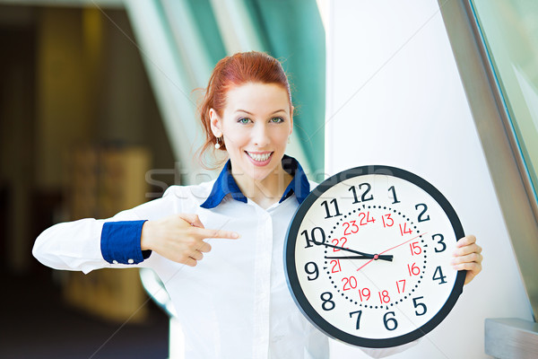 Business woman pointing on wall clock Stock photo © ichiosea