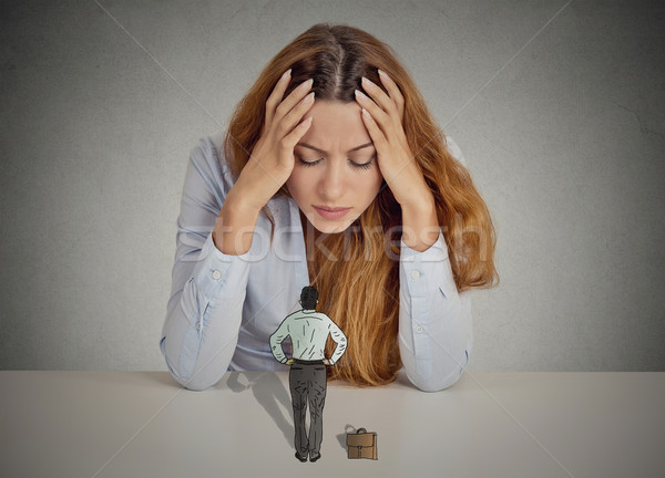 woman leaning on a desk bossy executive man patronizing her Stock photo © ichiosea