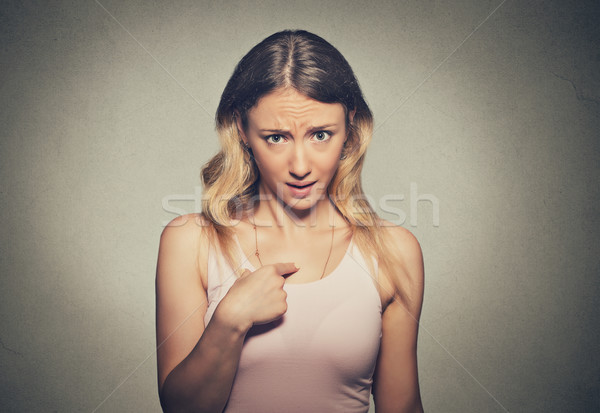 angry, unhappy woman, getting mad, asking you talking to me, you mean me Stock photo © ichiosea