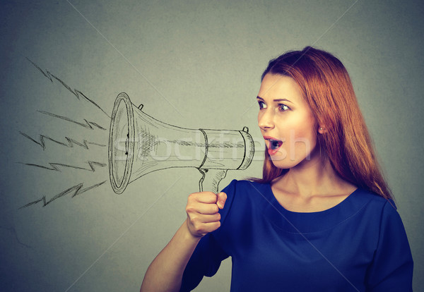 angry young woman screaming in megaphone Stock photo © ichiosea