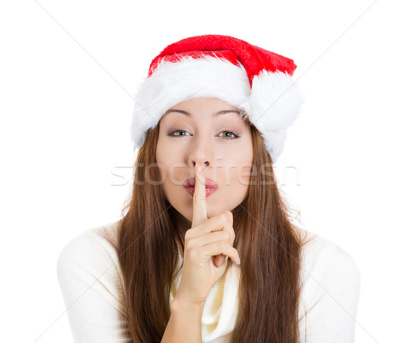 Secret santa girl, young christmas woman asking to keep it quiet Stock photo © ichiosea