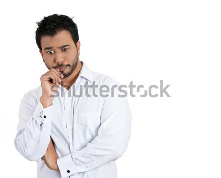 Homme pense portrait doigt bouche Photo stock © ichiosea