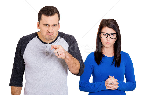 Félénk feleség mérges férfi közelkép portré Stock fotó © ichiosea