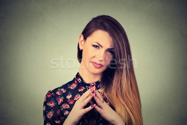 Closeup portrait of sneaky, sly, scheming young woman plotting something  Stock photo © ichiosea