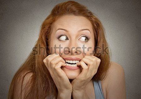 Frau beißen Fingernägel Porträt Stock foto © ichiosea