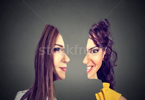 surrealistic portrait front with cut out profile of two women  Stock photo © ichiosea