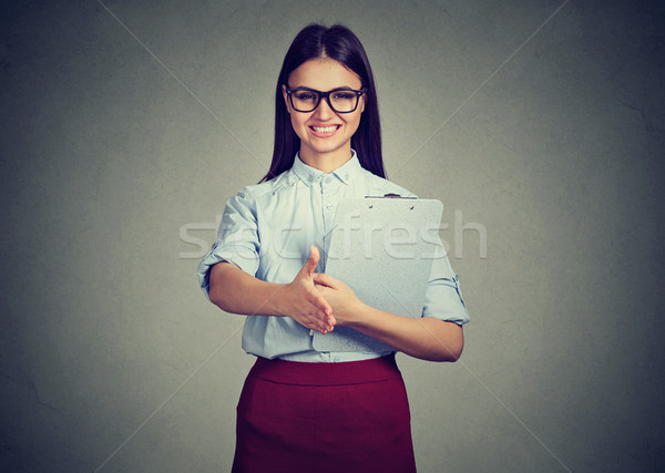 商業照片: 商界女強人 · 實習生 · 剪貼板 · 握手 · 女子 · 女孩