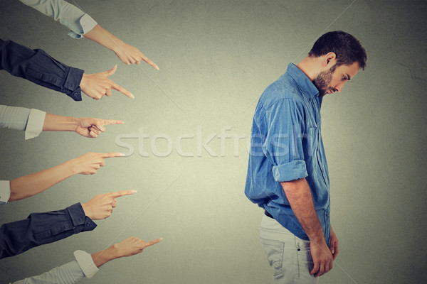 Stock photo: accusation of guilty person guy, young man 