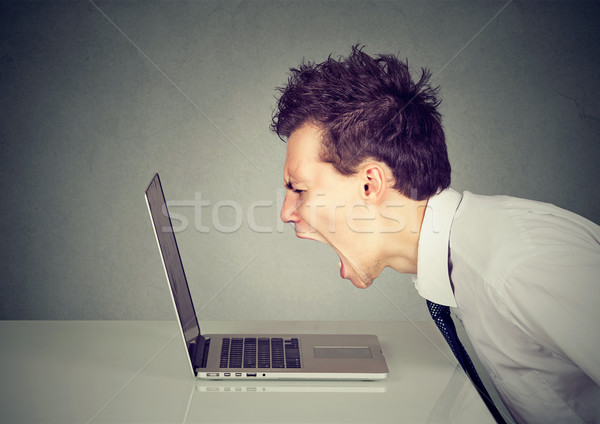 angry businessman working on laptop Stock photo © ichiosea