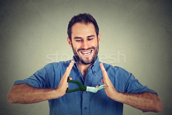 Conceptual creative shot of a man between hands of a laughing smiling guy Stock photo © ichiosea