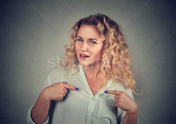 angry annoyed woman asking you talking to me?  Stock photo © ichiosea