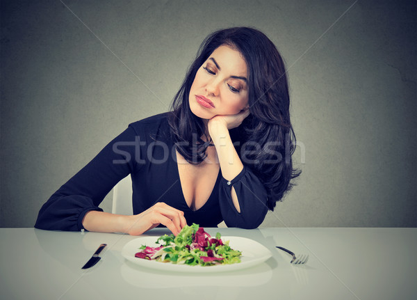 Dieta femeie vegetarian dietă alimente tabel Imagine de stoc © ichiosea